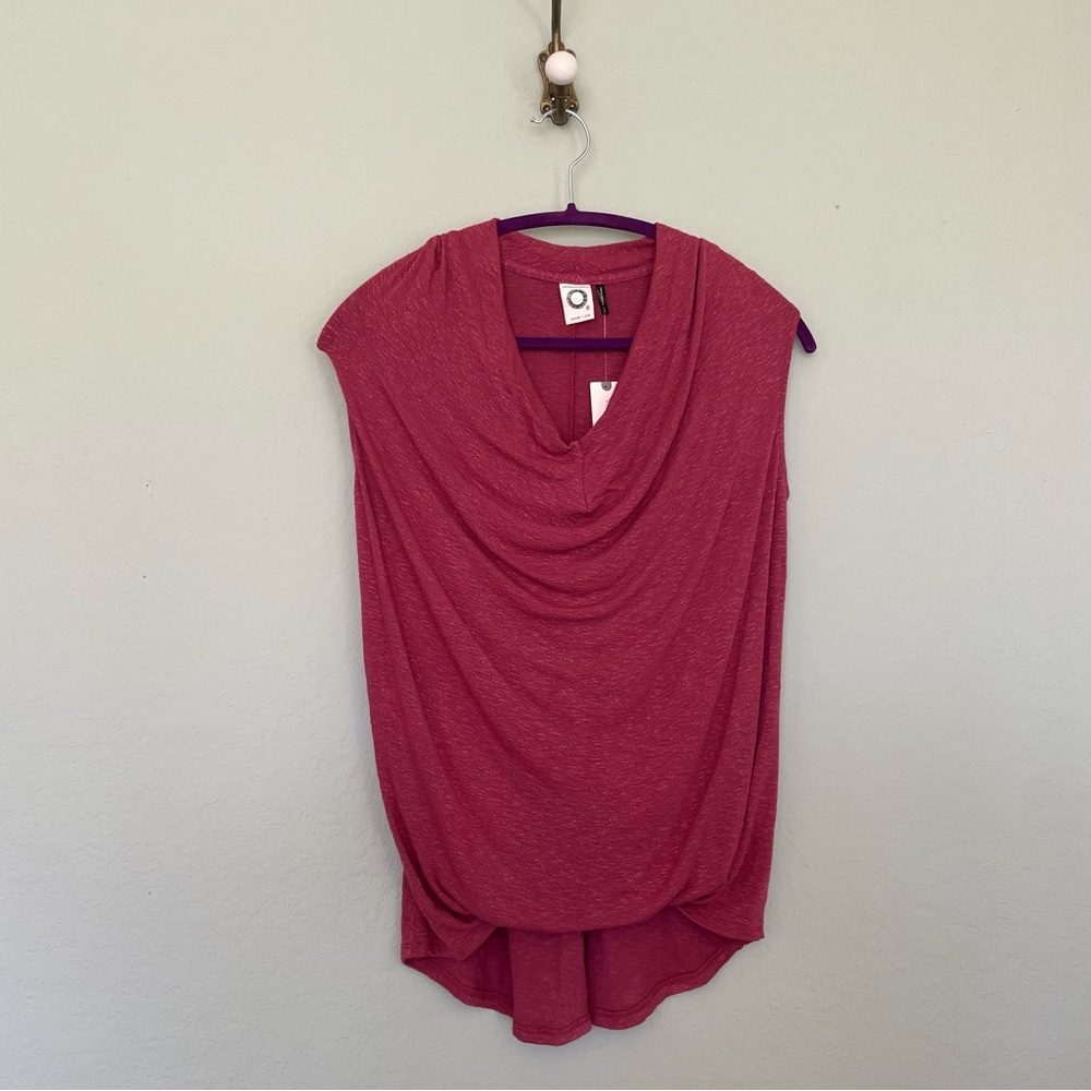 AKEMI KIN Anthropologie Raspberry Sleeveless Knit Draped Blouse